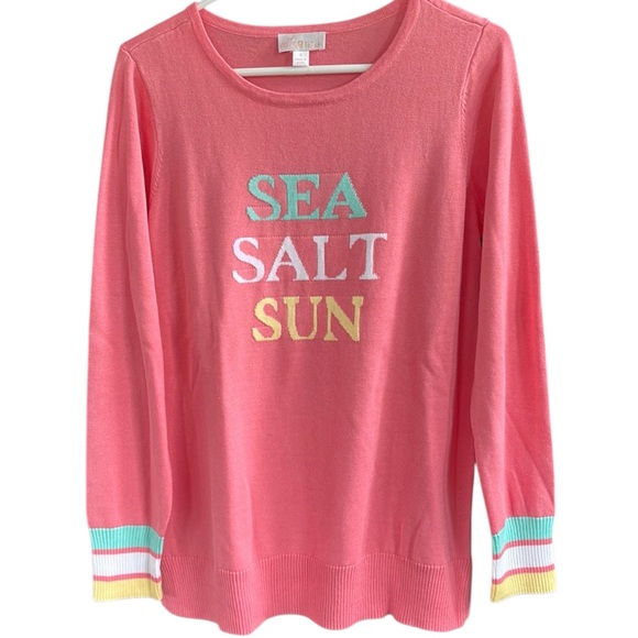 Like New Belle by Kim Gravel Sea Salt Sun Sweater Generous Small - Picture 1 of 7